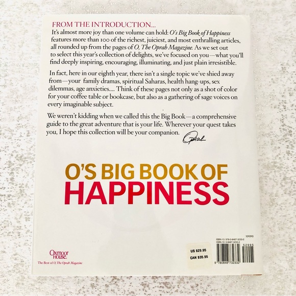 $10 SALE! O’s Big Book of Happiness Hardback Big Coffee Table Book 9.5” x 11.25” - Picture 3 of 3